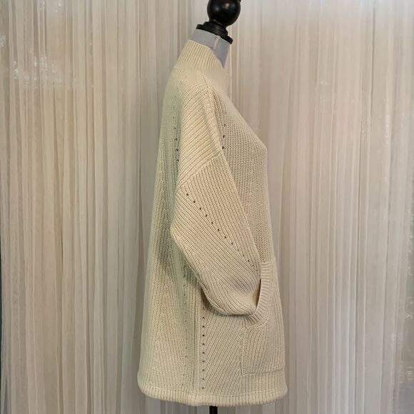 RDI oversized mock turtle neck kangaroo pocket straw string hemline tunic sweatr - Picture 3 of 8